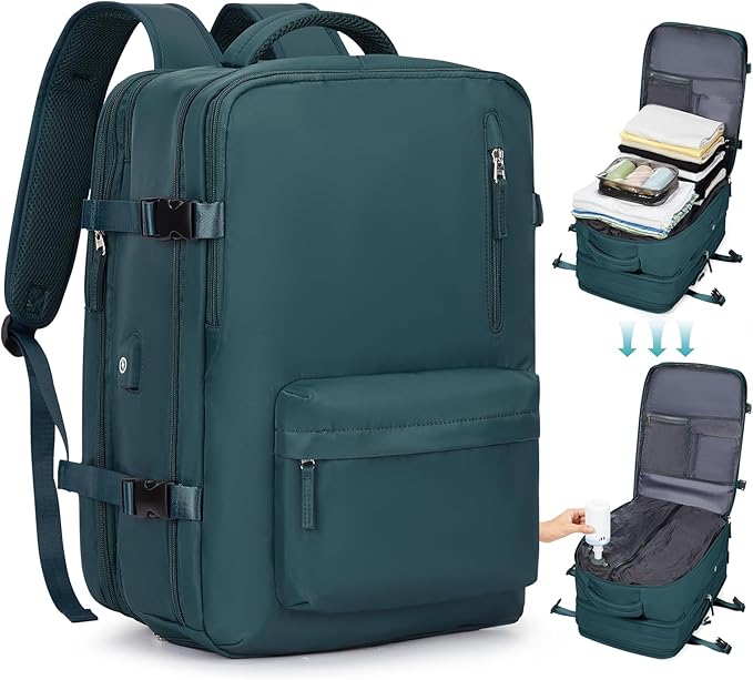coofay Vacuum Backpack Travel with Pump Travel Backpack with Vacuum System Compression Backpacks for Traveling Easyvacpack Vacpack Backpacks Carry on Luggage