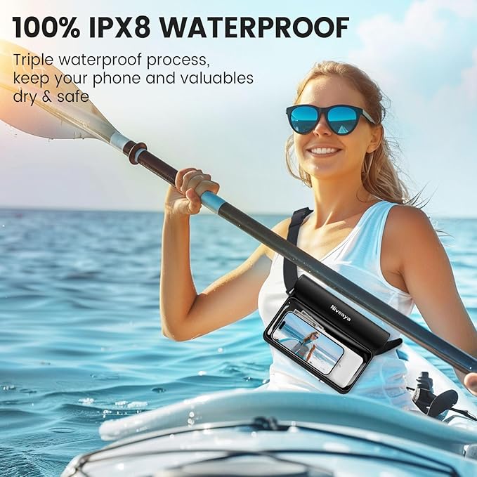 Niveaya IP68 Waterproof Fanny Pack - 2 Pack, Floating Dry Bag Pouch, Phone Waterproof Waist Pouch Dry Bag, Beach, Kayaking, Swimming, Boat Essentials, for iPhone 17/16/15/14/13/12 Pro Max up to 9.5"