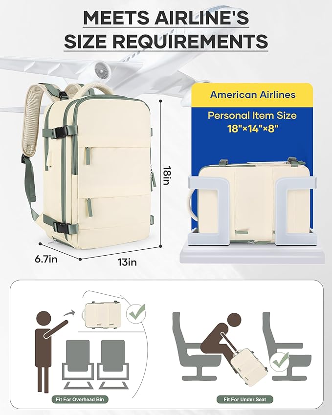 wepadre Vacuum Backpack Travel with Pump Travel Backpack with Vacuum System Easy Vac Pack Backpacks Vacpack Compression Backpacks Mochila de Viaje Compresion al Vacio Beige with green