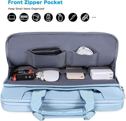 MOSISO 360 Protective Laptop Shoulder Bag Compatible with MacBook Air 15 M4 A3241 M3 A3114 M2 A2941/Pro 16 inch M4 M3 M2 M1, 15-15.6 inch Notebook,Matching Color Sleeve with Belt, Airy Blue