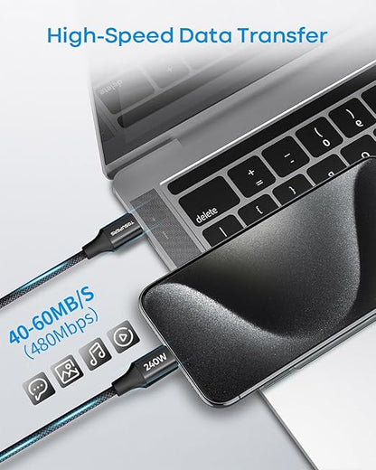 240W USB C to USB C Cable [6.6ft/2 Pack], USBC to USBC Cable for MacBook Air 2024 2022, MacBook Pro, iPad Pro, iPhone 16 15 Pro Max, Samsung Galaxy and More