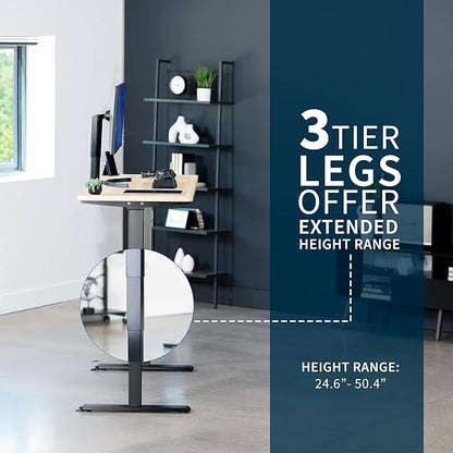 VIVO Electric 60 x 24 in Dual Motor Sit Stand Desk, Memory Height Adjustment, 2B Series, Light Wood Top Black Frame, DESK-KIT-2B6C