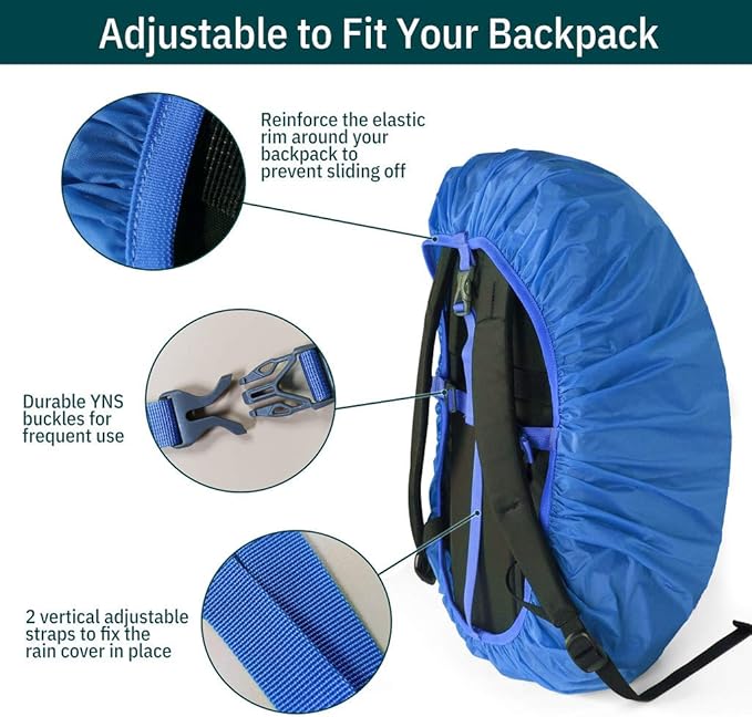Unigear Backpack Rain Cover Waterproof Rating 5000mm Ultraportable and Durable with 2 Anti-Slip Buckle Strap, Integrated Carry Pouch Design (Blue, X-Large)