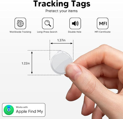 2025 Air Tracker Tags-4 Pack 5.3 Smart Bluetooth Tracker Tag Work with Apple Find My (iOS Only) Key Finder Item Locator for Keys, Luggage,Wallet, Backpack, Pets,etc. (White, 4 Pack)