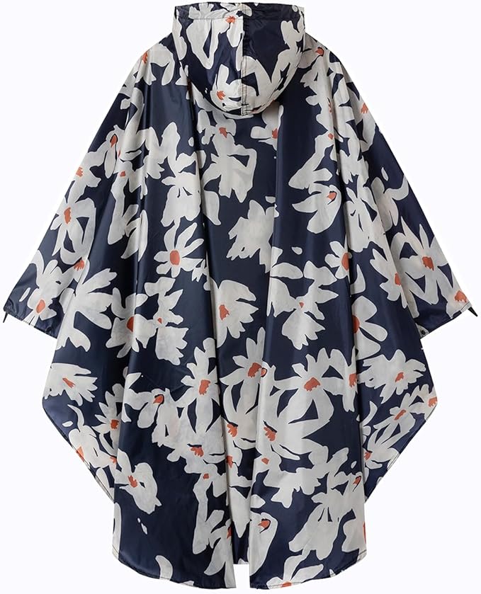 Hooded Rain Ponchos for Adult - Rain Coat and Rain Jacket with Waterproof Pocket and Zipper