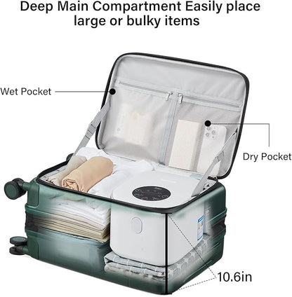 Hanke Hardside Expandable Carry On Luggage, 20 Inch Top Opening Trunk Luggages with Spinner Wheels, All-PC Hard Shell Carry-On Suitcase, Lightweight & TSA Airline Approved (Blackish Green, 46L)