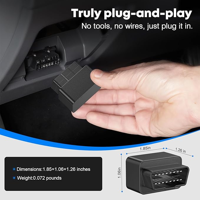 GPS Tracker for Vehicles, 4G LTE, Vehicle Location, Route History, Driving Alerts, Geo-Fence & Accident Notifications for Fleets & Family, OBD GPS Tracker with Phone App- Cancel Anytime ZT-50O