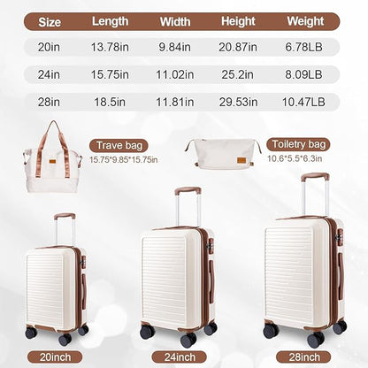 OUZZO Luggage Sets 3 Piece,Expandable Suitcase Sets with Double Spinner Wheels, Hardshell Lightweight PC Checked Luggage set, TSA Lock,for Family Trips, Business,Vacation