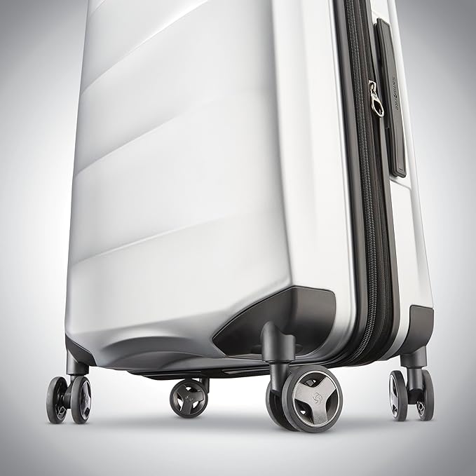 Samsonite 2 Piece Luggage Set with 21/28” Hardside Lightweight Octiv (Carry-On Pro with Front Pocket & Large Checked) Expandable, Four Spinner Wheels, Adjustable Handle, TSA Approved Lock - Silver