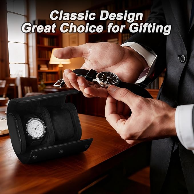 PATIKIL Watch Roll Travel Leather Case, Portable 3 Watch Roll Box with Pillow for Men Women Home Storage Display Gift Storaging Organizer, Blue