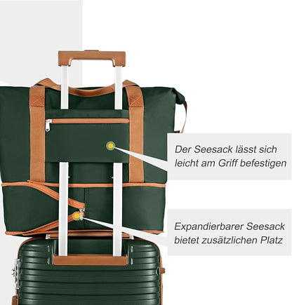 Joyway 24 Inch Checked Luggage, Expandable Suitcase with Spinner Wheel, 3 Piece Hard Shell Luggage Set with TSA Lock(Green)