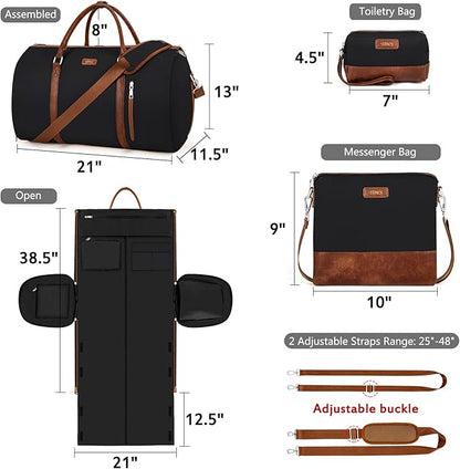 Convertible Garment Duffel Bags for Travel - Carry On Garment Bags With Toiletry Bag Large Weekender Bags for Women Men 2 in 1 Hanging Suitcase Suit Travel Duffel Overnight Bags 4pcs Set