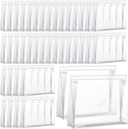 Xuniea 100 Pcs Mini Clear Makeup Bag PVC Small Travel Toiletry Organizer Pouches Bulk Waterproof Transparent Plastic Cosmetic Bag with Zipper for Women Men Travel(8.6'')
