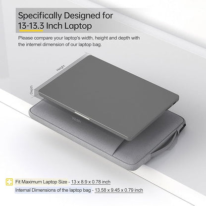 13-13.3 Inch Laptop Sleeve for Acer Spin Chromebook 513 13.3, Lenono Duet 5, Dell ASUS HP 13.3" MacBook Air Case Bag, Light Grey