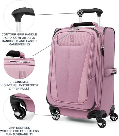 Travelpro Maxlite 5 Softside Expandable Luggage with 4 Spinner Wheels, Lightweight Suitcase, Men and Women, International, Orchid Pink Purple, Carry-on 21-Inch