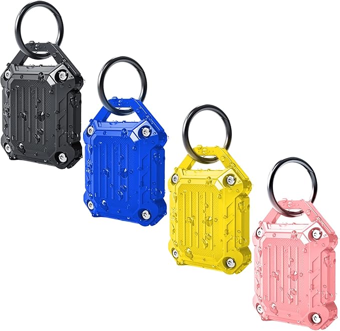 Dovick- Waterproof Airtag Keychain Holder Case,Screw Full Cover Compatible with Apple Air Tag Tracker Key Ring (Mix 4 Pack)