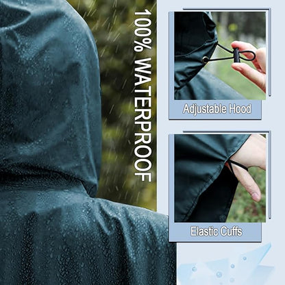 Fashion Hooded Rain Poncho Waterproof Raincoat Jacket with pocket for Women/Men/Adult