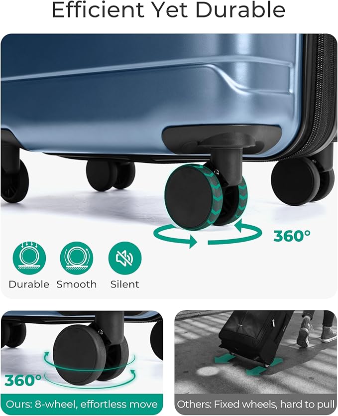BAGSMART Carry On Luggage 22x14x9 Airline Approved with Spinner Wheels,Lightweight 20 Inch Luggage with TSA Lock,Expandable Hard Shell Carry On Suitcases for Men Women,Royal Blue