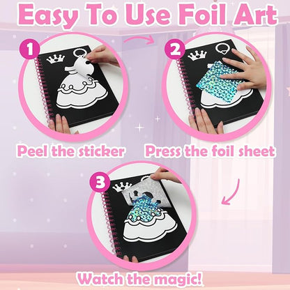FUNNYB&G Foil Art Craft for Kids - Christmas Crafts Gift Party Favors Stocking Stuffers for Kids Fun Art Supplies Creative Birthday Gift Travel Toys for Girls Boys 4 5 6 7 8 9 Years Old (Dress Up)