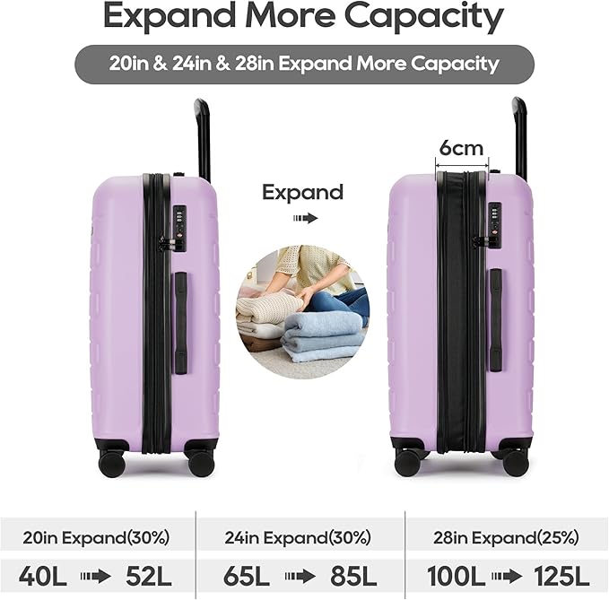 GinzaTravel Hardside Spinner, 28-inch Anti-scratch Purple Suitcase Luggage with Wheels