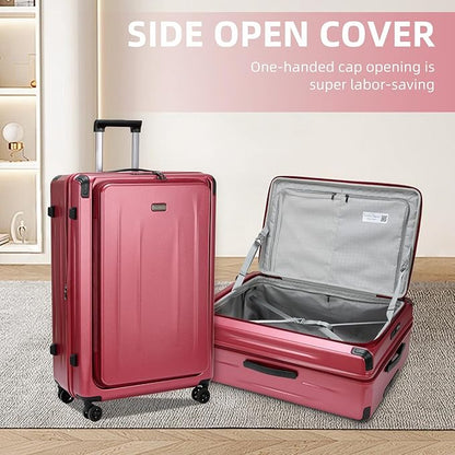Premium 29 Inch Luggage, Top Opening Aluminum Frame Airline Approved ABS+PC Hard Shell Suitcases with Silent Wheels, TSA Lock, Front Pocket and Wet-dry Separated Six-piece set