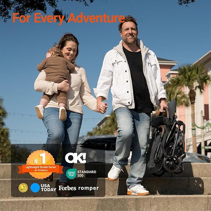 MAMAZING Lightweight Baby Travel Stroller with Carbon Fiber Frame, Compact & Airplane-Friendly, One-Handed Folding Design, 11.6 lbs, Perfect for Toddlers, Jet