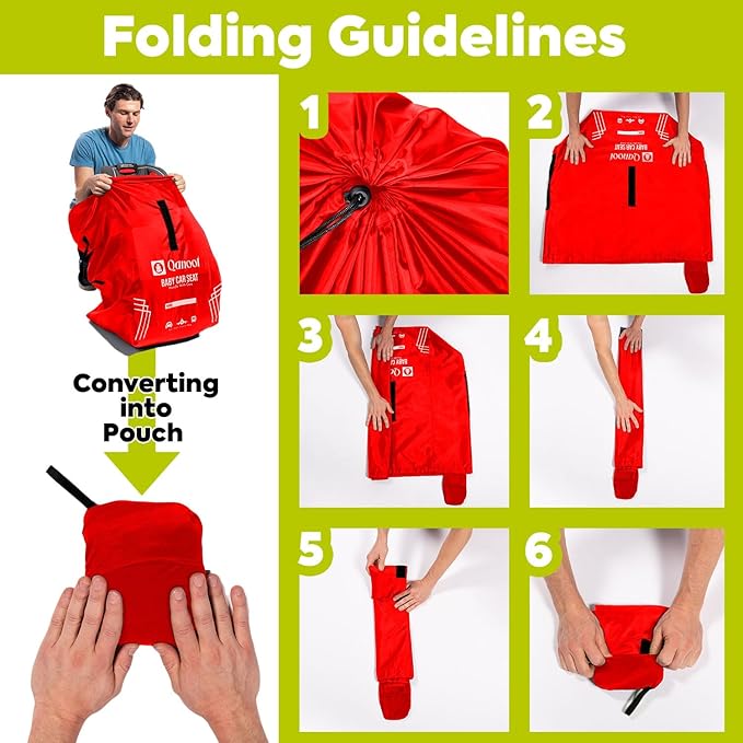 Infant Car Seat Travel Bag for Airplane - Durable Gate Check Bag for Car Seats that fits easily on Convertible Car Seats, Infant Carriers & Booster Seats (Hand Carry Bag, Red)