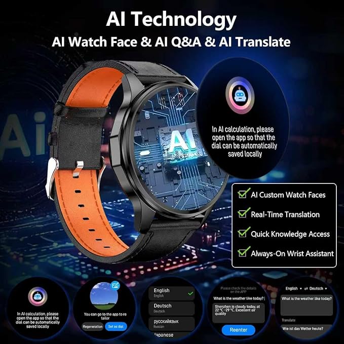 Smart Watch for Men Built-in GPS(Answer/Make Call/Text), 1.46" AI Smartwatch for Android Phones/iPhone, 100+ Sport Mode Fitness Tracker with Health/Sleep Monitor, Compass/Barometer/Altitude(2 Straps)