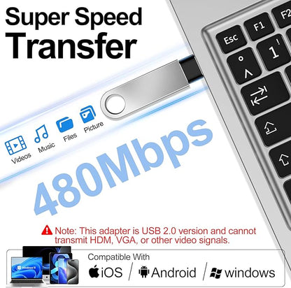 𝟒𝐏𝐚𝐜𝐤 𝐔𝐩𝐠𝐫𝐚𝐝𝐞𝐝 USB to USB C Adapter,Type-C Female to A Male Charger Converter for iPhone 17 Charger,iWatch Ultra SE 9 10,iPhone 17 Pro Max 16 15 12,Samsung S25,AirPods,iPad,Car,Xbox