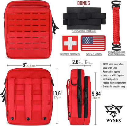 WYNEX Tactical Molle Admin Pouch, Utility EDC Pouch Organizer Modular Tool Pouch of Double Layer Design Medical EMT Attachment Bag Large Capacity with Elastic Webbing Insert Panel