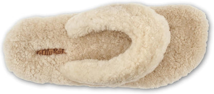 OLUKAI Kipe'a Heu Women's Sandal Slippers, Soft & Comfortable Shearling-Wrapped Straps, Durable Rubber Outsoles for All-Day Wear, Causal & Cute Everyday Style