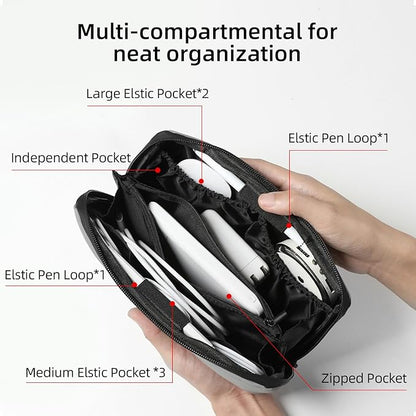 RIGHT AWAY Travel Tech Pouch，Waterproof Cord Case，Electronics Organizer Travel Case，Cable Organizer Storage Bag For Phone, Charger, Accessories(Dark Gray)