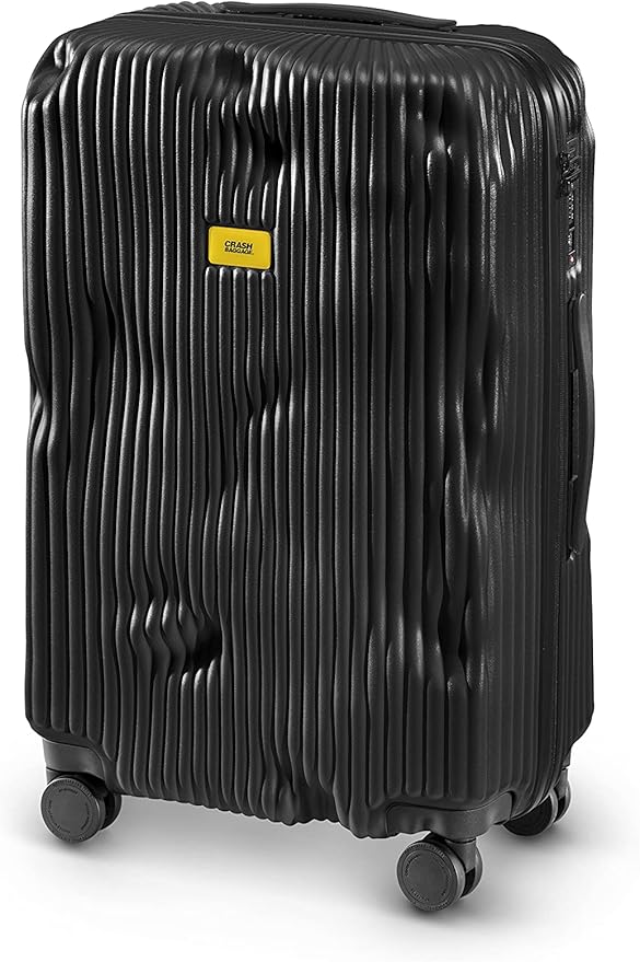 CRASH BAGGAGE Stripe Suitcase | Black | 36L | 100% Polycarbonate, TSA-Approved Lock, 360° Spinning Wheels