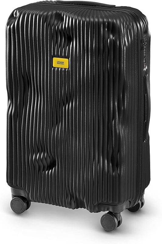 CRASH BAGGAGE Stripe Suitcase | Black | 36L | 100% Polycarbonate, TSA-Approved Lock, 360° Spinning Wheels
