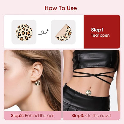 MQ 33ct Motion Sickness Patch Non Drowsy, Sea Sickness Patches for Cruise Ship Travel, Waterproof Patch Behind Ear for Car Airplane Altitude Sickness, Long Last 72H, Leopard Pattern