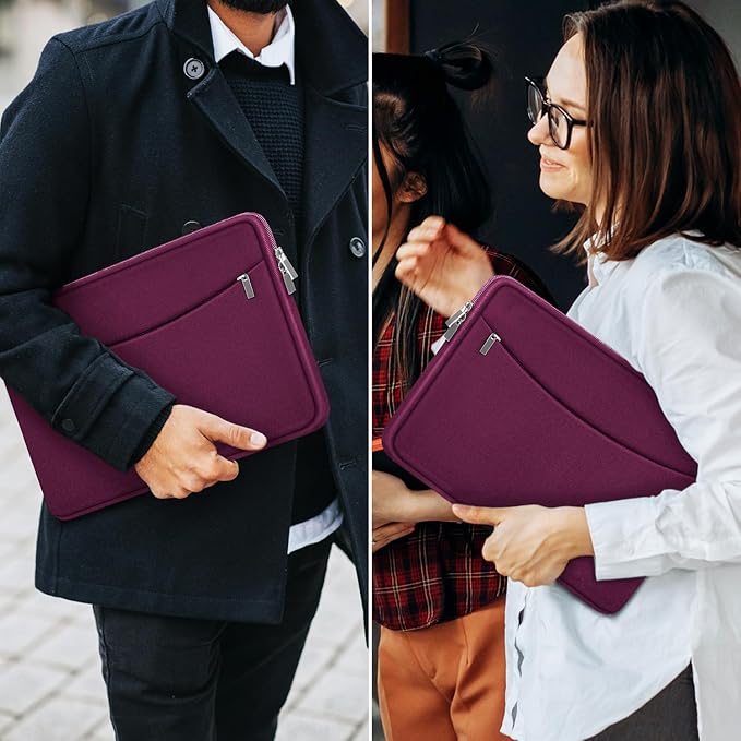 Laptop Case 15.6 inch, Shockproof Protective Laptop Cover Carrying Computer Bag with Accessory Pocket Portable Computer Sleeve Compatible with HP, Dell, Lenovo, Asus, Rose Red