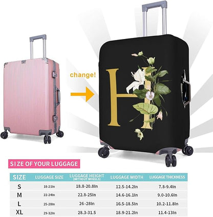 Decorative H Suitcase Protectors Elastic Washable Luggage Covers With Concealed Zippers For 18-32 Inch Luggage (Size S: Fits 18-21 Inch)