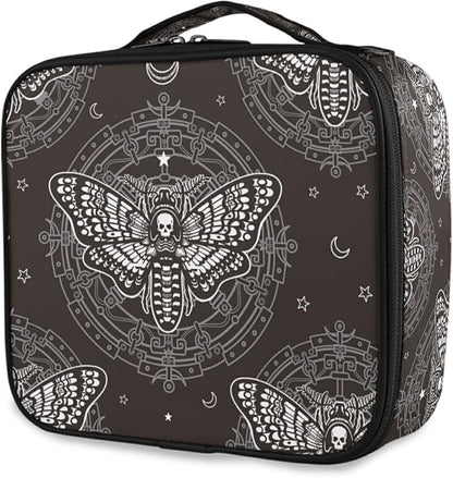 MNSRUU Women Makeup Bag Skull Butterfly Black Makeup Bag Organizer Travel Cosmetic Bag for Teenage Girl Clear Make Up Bags with Zipper
