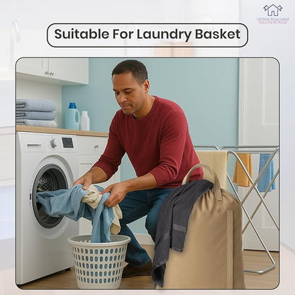 LFH Home Large Premium Cotton Canvas Laundry Bag with Drawstring and Handles Heavy Duty, Multi-Use, and Washable for Home, Travel, College or Storage 20x30 (Pack of 2)-Beige