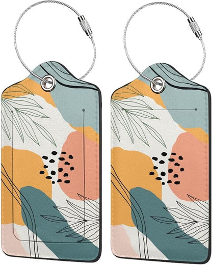 Fun Luggage Tags for Suitcases Leather Name Tag for Luggage Cute Travel Baggage Tags for Carnival Cruise Ships with Funny Patter 2pcs (Bohemia)