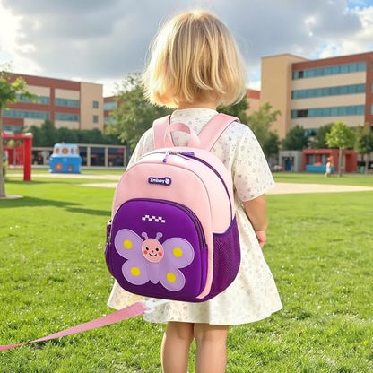 Padgene Toddler Harness Backpacks Safety Leash Kids Anti Lost Kindergarten Preschool Backpack Neoprene Lightweight Animal Schoolbag 3D Cartoon Butterfly Mini Travel Bag for Boys Girls Ages 3-5