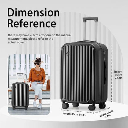Hard Shell Carry On Luggage With Cup Holder & Charger, 20IN Carry On Luggage With Spinner Wheels, 360° Rotatable, Airline Approved TSA-locked