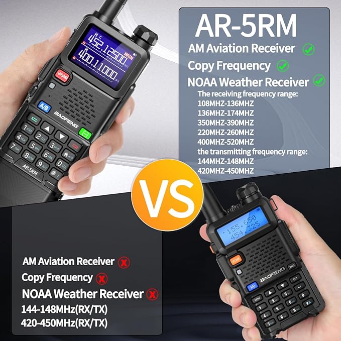Baofeng Radio Ham Radio Long Range 5RM 10W Handheld Rechargeable 3800mAh Extended Battery NOAA Emergency Weather Tactical Two Way Radio Walkie Talkies For Adults USB-C Charger for Survival Gear,2 Pack