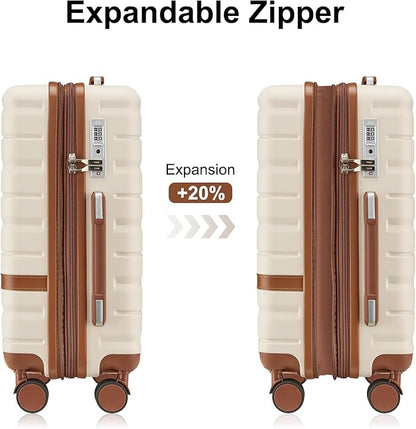 Carry on Luggage Sets with TSA Lock,20 Inch Expandable Carry-on Suitcase with Spinner Wheels,Hard Shell Lightweight Rolling Travel Luggage with YKK Zippers (Gray)