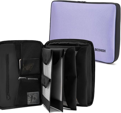 Portable Document Bag, Important Document Organizer, Storage Pouch File Folder for Important Papers, Emergency Binder, Birth Certificates, Social Security Cards, Passports, Photos (Purple;)