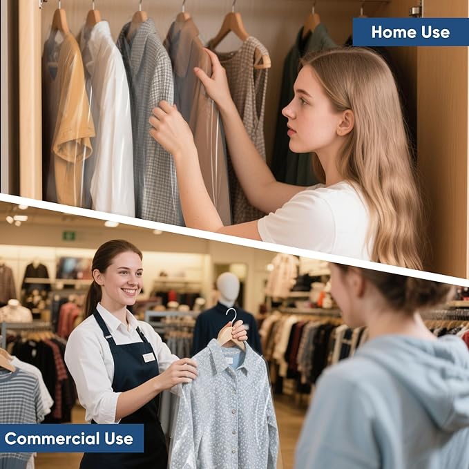 50 Pack 23.6"x55" Garment Bags for Hanging Clothes, Thick Clear Plastic Dry Cleaning Covers for Closet Storage & Travel