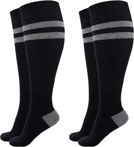 Momcozy Compression Socks for Women Wide Calf, 15-20mmHg Knee High Support Socks for Pregnancy, Nurses, Travel, Flying