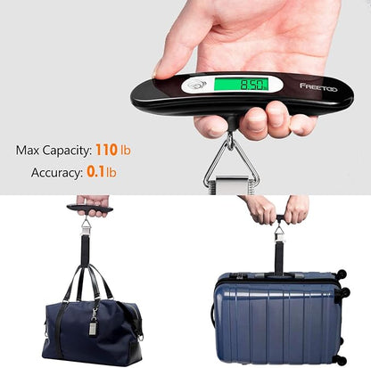 FREETOO Luggage Scale Portable Digital Hanging Scale for Travel, Suitcase Weight Scale with Superior Piano Lacquer 110 Lb/ 50Kg Capacity, Battery Included
