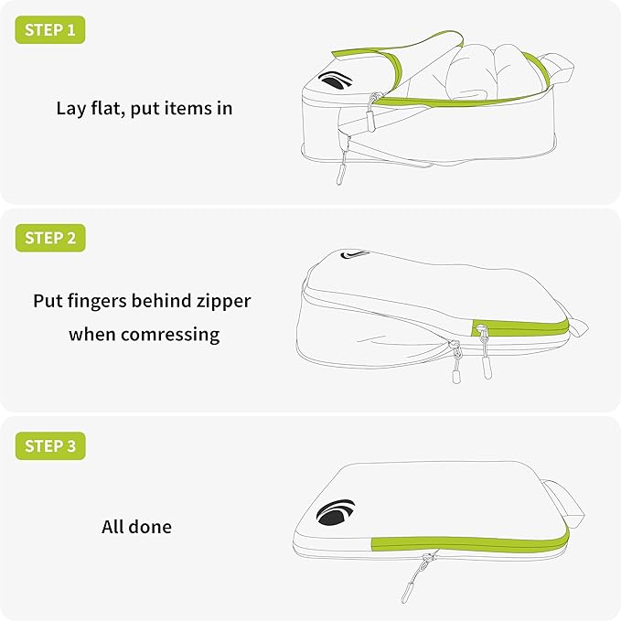 Cipway Compression Packing Cubes Set, Ultralight Expandable Travel Packing Organizers for Carry on Luggage (White 3pcs)
