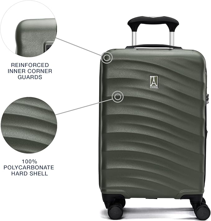 Travelpro Maxlite Air V2 Hardside Expandable Carry on Luggage, 8 Spinner Wheels, Lightweight Hard Shell Suitcase, TSA lock, Slate Green, Compact Carry On 20-Inch
